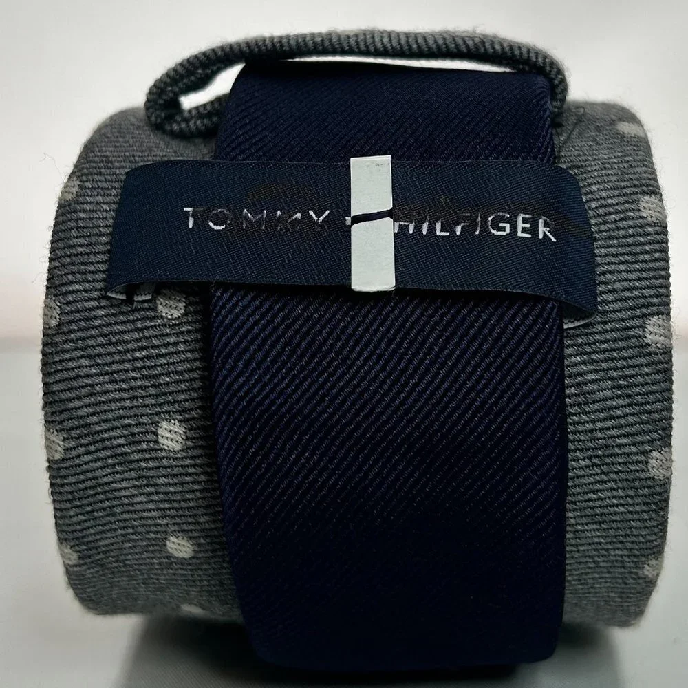Nwot Cotton PolkaDot Tie from Tommy Hilfiger | Soft Cotton in Classic Gray/White